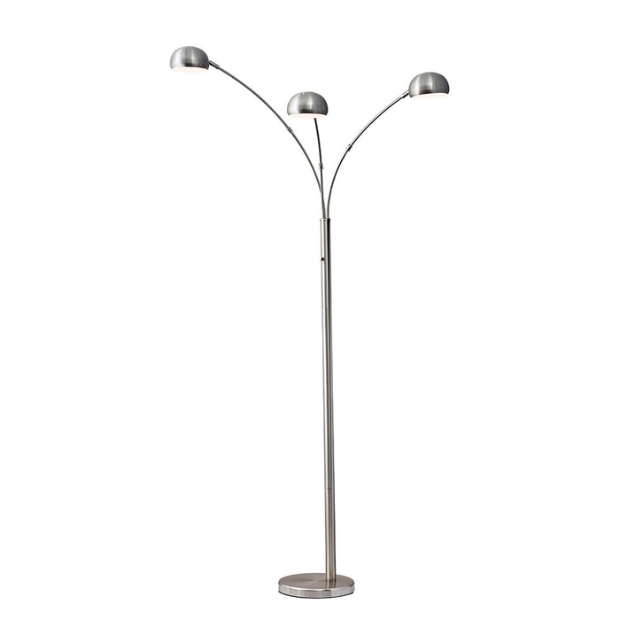 Adesso Brushed Steel Domino Arc Lamp-Brushed Steel Globes Shade And 60 Inch Black Cord And On/Off Rotary Switch (5118-22)