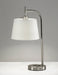 Adesso Brushed Steel Drake Adesso Charge Table Lamp-White Textured Fabric Modified Drum Shade-60 Inch Clear Cord-On/Off Rotary Socket Switch (4069-02)