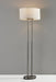 Adesso Brushed Steel Duet Floor Lamp-Ivory Silk-Like Fabric Oval Drum Shade And 60 Inch Black Cord And 2 Pull Chain Switch (4016-22)