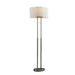 Adesso Brushed Steel Duet Floor Lamp-Ivory Silk-Like Fabric Oval Drum Shade And 60 Inch Black Cord And 2 Pull Chain Switch (4016-22)