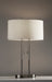 Adesso Brushed Steel Duet Table Lamp-Ivory Silk-Like Fabric Oval Drum Shade And 60 Inch Black Cord And 2 Pull Chain Switch (4015-22)