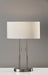 Adesso Brushed Steel Duet Table Lamp-Ivory Silk-Like Fabric Oval Drum Shade And 60 Inch Black Cord And 2 Pull Chain Switch (4015-22)