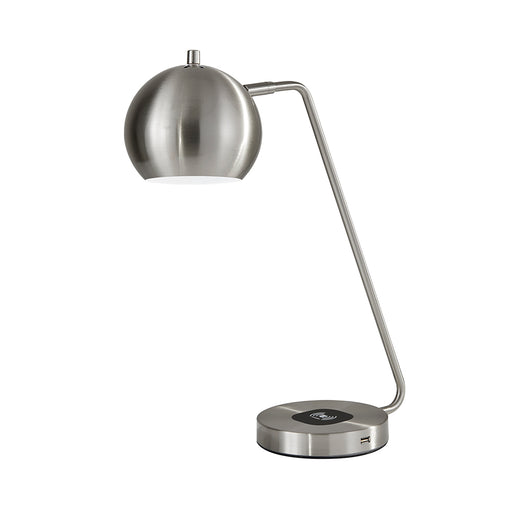 Adesso Brushed Steel Emerson Adesso Charge Desk Lamp-Brushed Steel Globe Shade And 60 Inch Clear Cord And On/Off Rotary Socket Switch (5131-22)