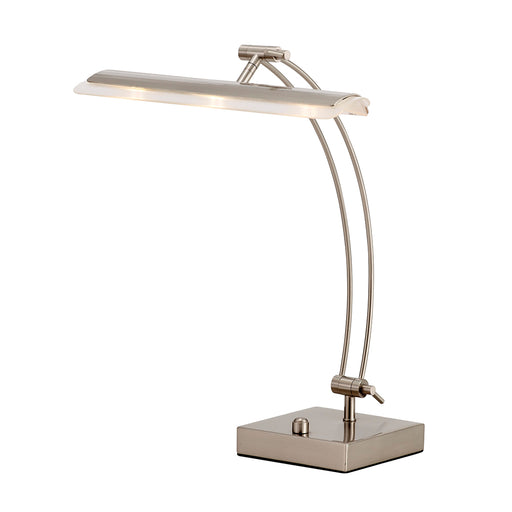 Adesso Brushed Steel Esquire LED Desk Lamp-Metal-Acrylic Shield Curved Rectangle Shade-60 Inch Black Cord-Full Range Rotary Dimmer Switch (5090-22)