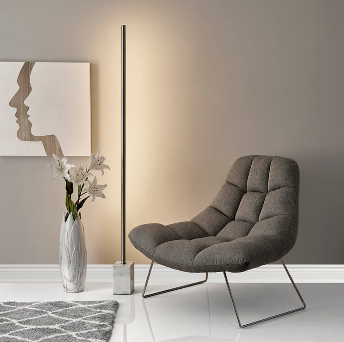 Adesso Brushed Steel Felix LED Wall Washer-Brushed Steel Cylinder Tube Shade-72 Inch Clear Cord-4-Way Touch Switch On Top Of Tube (3607-22)