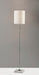 Adesso Brushed Steel Fiona Floor Lamp-White Textured Fabric Cylinder Shade And 60 Inch Clear Cord And Pull Chain (5178-22)