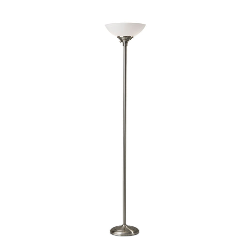 Adesso Brushed Steel Glenn 300W Torchiere-Frosted Plastic Bowl Shade And 60 Inch Black Cord And Low/High/Off Rotary Switch (7506-22)