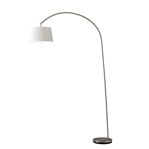 Adesso Brushed Steel Goliath Arc Lamp-Natural Linen Modified Drum Shade And 60 Inch Clear Cord And Foot Step Switch (5098-22)
