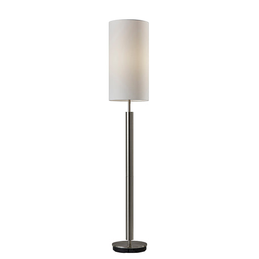 Adesso Brushed Steel Hollywood Floor Lamp-Ivory Silk-Like Fabric Tall Drum Shade And 60 Inch Black Cord And On/Off Touch Switch (4174-22)