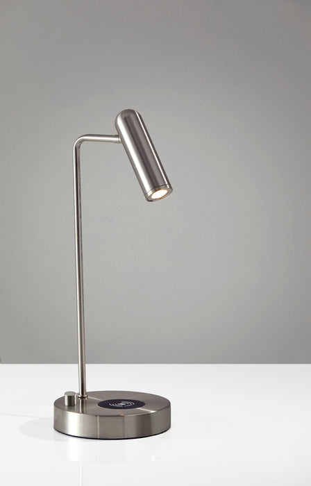 Adesso Brushed Steel Kaye Adesso Charge LED Desk Lamp-Brushed Steel Tube Shade And 63 Inch Clear Cord And On/Off Rotary Switch On Base (3162-22)