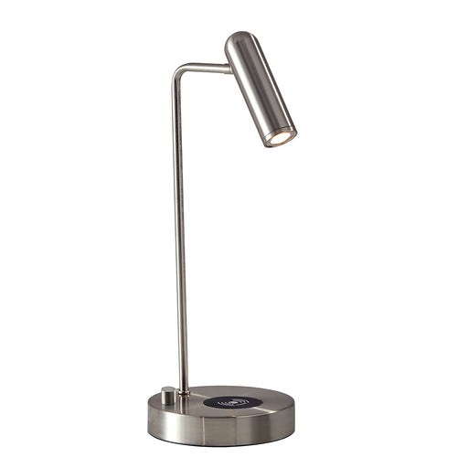 Adesso Brushed Steel Kaye Adesso Charge LED Desk Lamp-Brushed Steel Tube Shade And 63 Inch Clear Cord And On/Off Rotary Switch On Base (3162-22)