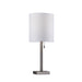 Adesso Brushed Steel Liam Table Lamp-White Textured Fabric Tall Drum Shade And 60 Inch Clear Cord And On/Off Pull Chain Switch (1546-22)