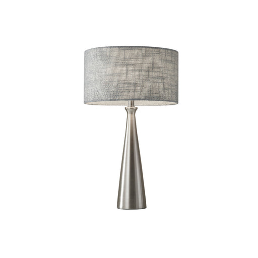 Adesso Brushed Steel Linda Table Lamp-Light Gray Textured Fabric Short Drum Shade And 60 Inch Clear Cord And 3-Way Rotary Socket Switch (1517-22)