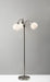 Adesso Brushed Steel Phillip 3-Arm Floor Lamp-White Plastic Globe Shade And 72 Inch Clear Cord And On/Off Pull Chain Switch (1534-22)