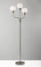 Adesso Brushed Steel Phillip 3-Arm Floor Lamp-White Plastic Globe Shade And 72 Inch Clear Cord And On/Off Pull Chain Switch (1534-22)