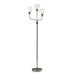 Adesso Brushed Steel Phillip 3-Arm Floor Lamp-White Plastic Globe Shade And 72 Inch Clear Cord And On/Off Pull Chain Switch (1534-22)