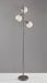 Adesso Brushed Steel Phillip Tree Lamp-White Plastic Globe Shade And 72 Inch Clear Cord And 4-Way Rotary Switch On Pole (1533-22)