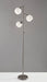 Adesso Brushed Steel Phillip Tree Lamp-White Plastic Globe Shade And 72 Inch Clear Cord And 4-Way Rotary Switch On Pole (1533-22)