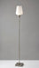 Adesso Brushed Steel Roxy Floor Lamp-White Opal Glass Cylinder Shade And 60 Inch Clear Cord And On/Off Nylon Pull Chain Switch (4266-22)