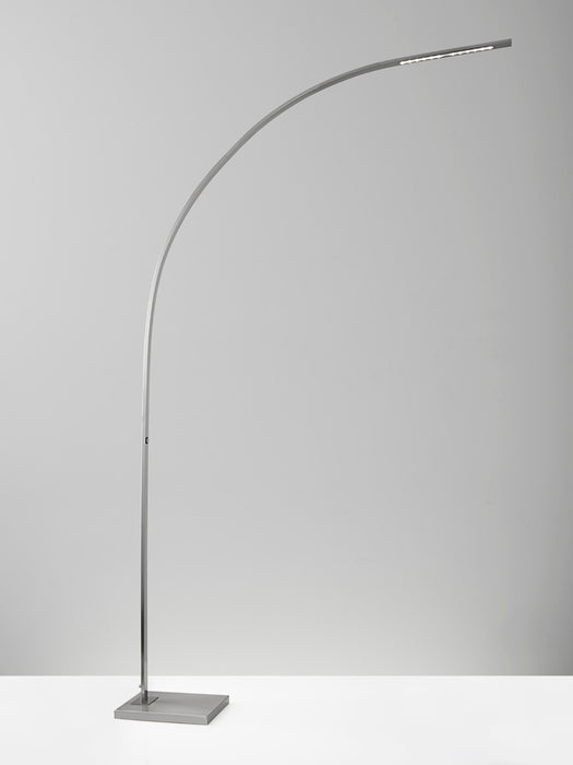 Adesso Brushed Steel Sonic LED Arc Lamp-Metal-Acrylic Shield Rectangle Tube Shade-60 Inch Black Cord-4-Way Touch Dimmer Switch (4235-22)