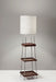 Adesso Brushed Steel/Walnut Poplar Wood Henry Adesso Charge Shelf Floor Lamp-Light Natural Textured Fabric Tall Drum Shade-63 Inch Clear Cord-On/Off Pull Chain (3459-15)
