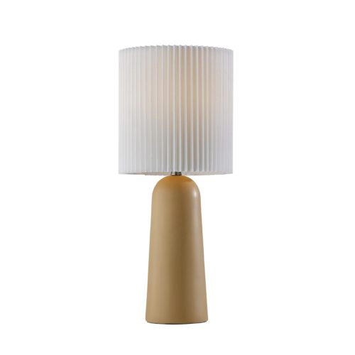 Adesso Callie Table Lamp Beige Ceramic With White Pleated Fabric Tall Drum Shade (1622-12)