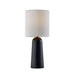 Adesso Callie Table Lamp Black Ceramic With White Pleated Fabric Tall Drum Shade (1622-01)