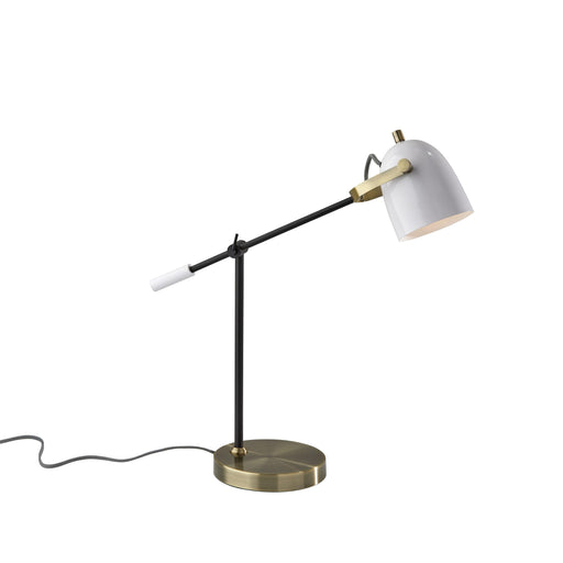 Adesso Casey Desk Lamp Black White And Antique Brass Painted White Metal (3494-21)