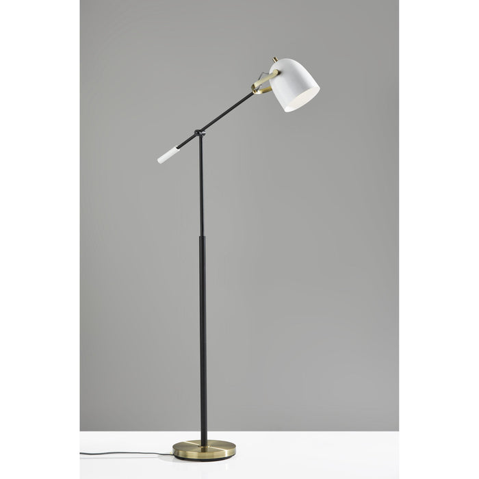 Adesso Casey Floor Lamp Black White And Antique Brass Painted White Metal (3495-21)