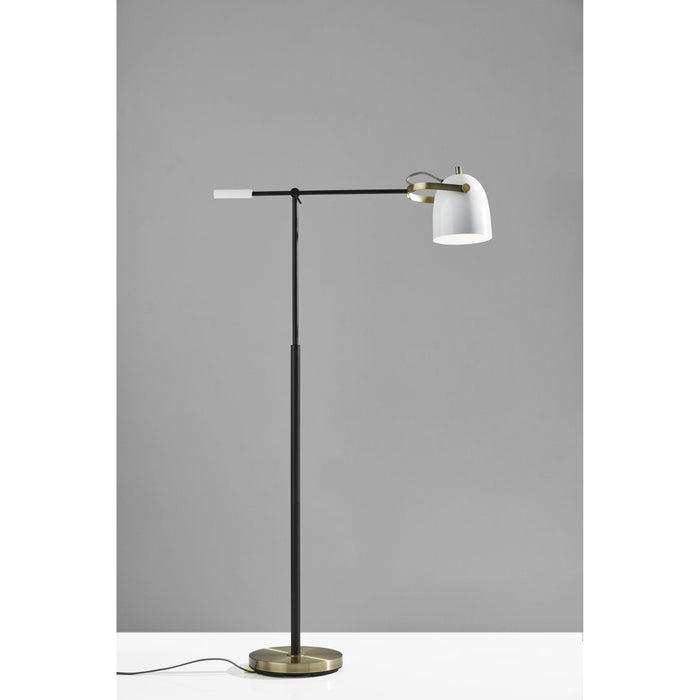 Adesso Casey Floor Lamp Black White And Antique Brass Painted White Metal (3495-21)