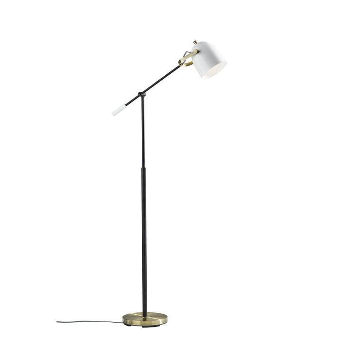 Adesso Casey Floor Lamp Black White And Antique Brass Painted White Metal (3495-21)