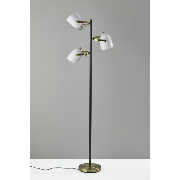 Adesso Casey Desk Lamp in Black/White/Antique Brass