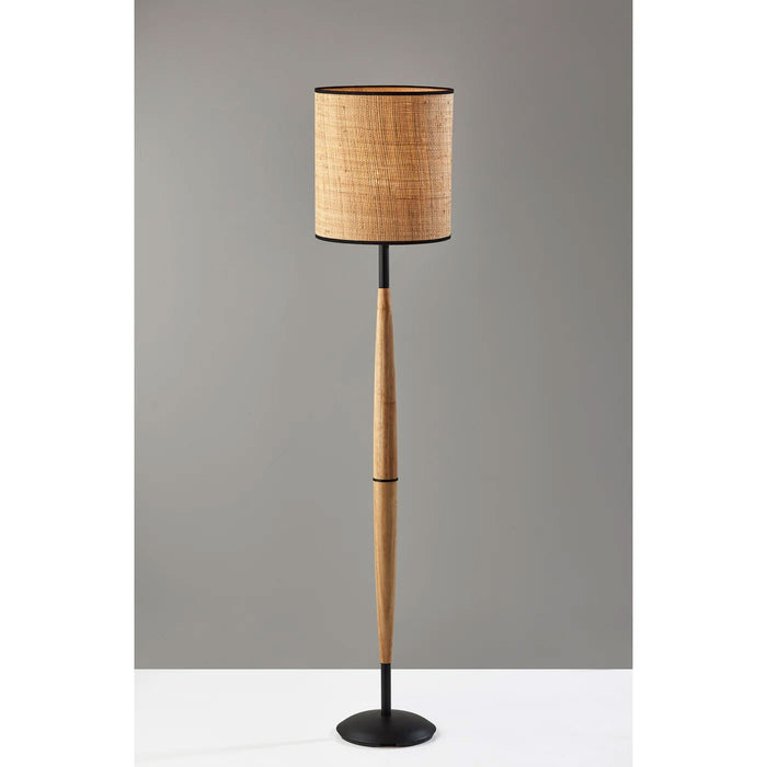 Adesso Cayman Floor Lamp Black And Natural Wood (3783-12)