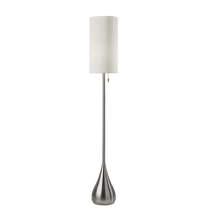 Adesso Christina Floor Lamp Brushed Steel Textured White Fabric (1537-22)