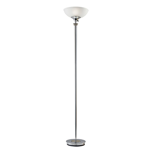 Adesso Chrome Metropolis 300W Torchiere-Frosted Glass Bowl Shade And 60 Inch Black Cord And Low/High/Off Rotary Switch (5120-22)