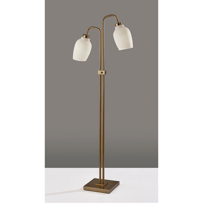 Adesso Clara 2 Light Floor Lamp Antique Brass (3547-21)