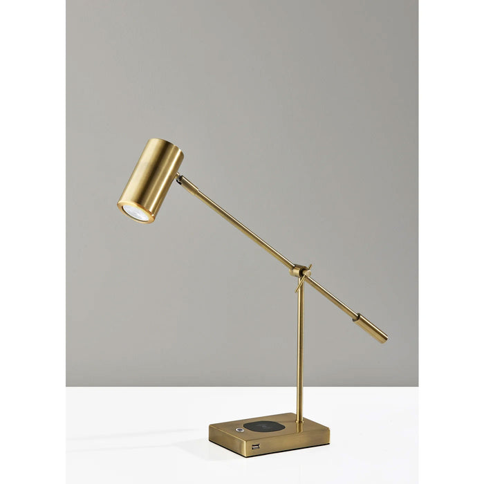 Adesso Collette AdessoCharge LED Desk Lamp Antique Brass (4217-21)