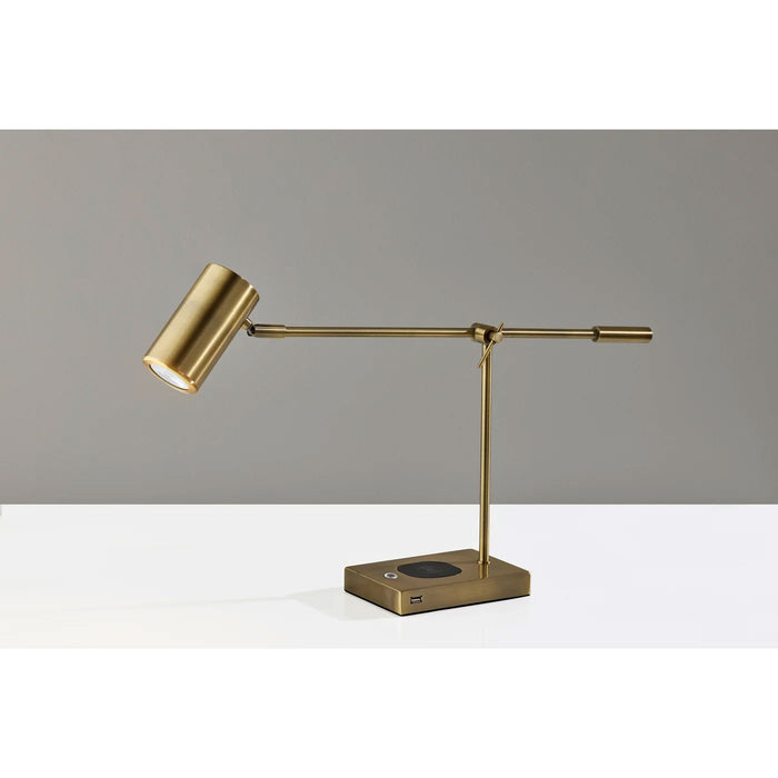 Adesso Collette AdessoCharge LED Desk Lamp Antique Brass (4217-21)