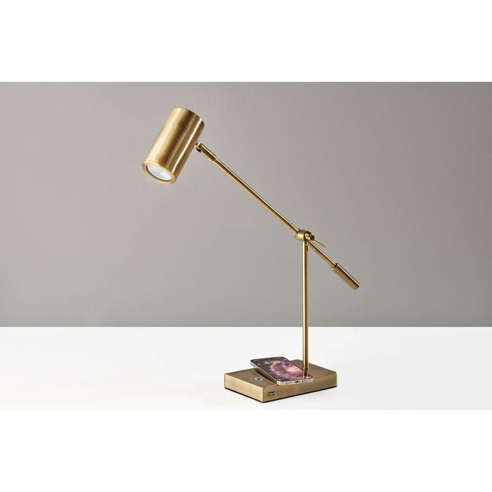 Adesso Collette AdessoCharge LED Desk Lamp Antique Brass (4217-21)