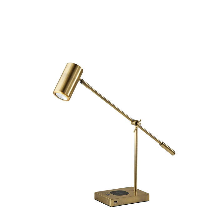 Adesso Collette AdessoCharge LED Desk Lamp Antique Brass (4217-21)