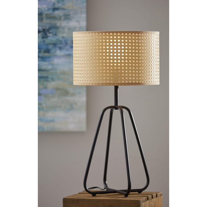 Adesso Colton Table Lamp Antique Bronze Webbed Natural Shade (4004-26)