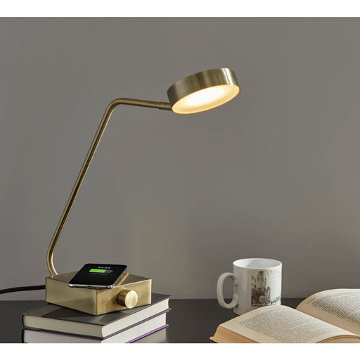 Adesso Conrad AdessoCharge LED Desk Lamp Antique Brass (3618-21)