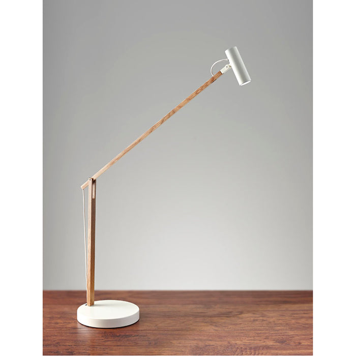 Adesso Crane LED Desk Lamp Natural Wood/White 80 CRI 3000K 480Lm (AD9100-12)