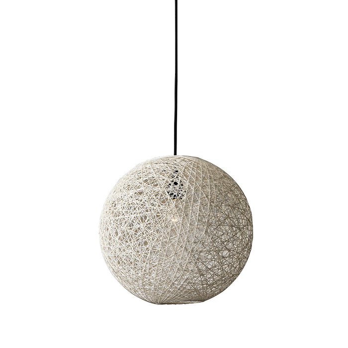 Adesso Cream Havana Large Pendant-Cream Rattan Globe Shade-60 Inch 15 Foot Black Fabric Covered-Plug Cord-On/Off Line Switch (4311-12)