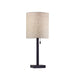 Adesso Dark Bronze Liam Table Lamp-Natural Textured Fabric Tall Drum Shade And 60 Inch Black Cord And On/Off Pull Chain Switch (1546-26)