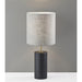 Adesso Dean Table Lamp Black Poplar Wood With Antique Brass Accent Light Grey Textured Fabric (1507-01)