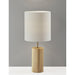 Adesso Dean Table Lamp Natural Oak Wood With Antique Brass Accent White Textured Fabric (1507-12)