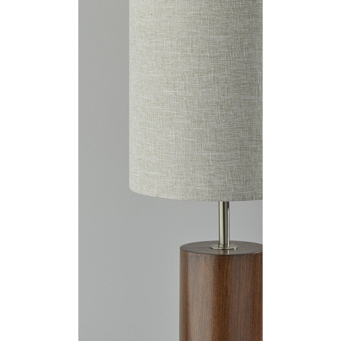 Adesso Dean Table Lamp Walnut Poplar Wood With Antique Brass Accent Natural Textured Fabric (1507-15)
