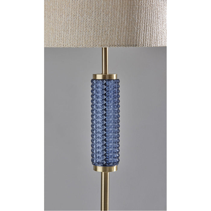 Adesso Delilah Floor Lamp Antique Brass And Blue Glass (3751-21)