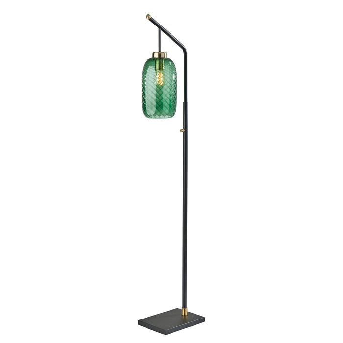 Adesso Derrick Floor Lamp Black With Brass Accents (3867-01)